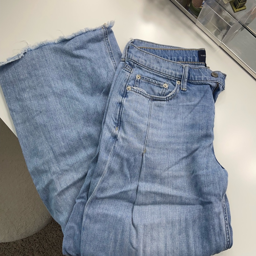 Lucky Brand Palazzo jeans with frayed bottoms